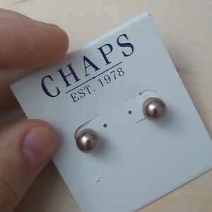 3/$18 CHAPS 1978 Vintage Brown Pearl Studs New